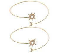HANABASS 2 pièces Bracelets Manchette Femme Dorés Brassards Bras Supérieurs Soleil Lune Ajustables Bijoux Mode Ouverts pour Fête Quotidien et Cadeau