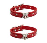 HANABASS 2 Pièces Collier Chien Halloween Crâne avec Durable et Ajustable Accessoires pour Fête et Sorties Rouge