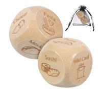 HANABASS 2 pièces Dés de Décision Alimentaire Bois Jeu Choix Repas Variés Cadeau Ludique