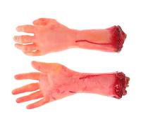 HANABASS 2 pièces Fausse Main Sanglante Halloween Réaliste Décoration Effrayante pour Accessoires de Fête et Sécurisés Gauche et Droite