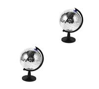 HANABASS 2 Pièces Globe Disco Argenté Rotatif pour Bureau Décoration de Bureau et avec Effet Lumineux Réfléchissant Artistique pour Hommes