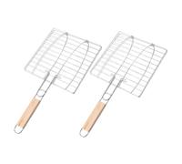 HANABASS 2 pièces Panier Barbecue Inoxydable pour Poisson et Légumes de Barbecue Portable et Facile à Nettoyer Accessoires Pique Résistants pour Grillades Viandes et Poissons