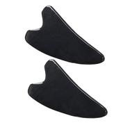 HANABASS 2 pièces Plaque de Grattage Corne de Buffle Outil de Massage Facial Délicat Planche Professionnelle Gua Sha Noire Forme de Cœur Favorise Circulation et Élasticité Peau