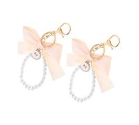 HANABASS 2 pièces Porte-clés Femme avec Grand Nœud Élégant et Pendentif Perles pour Sac Décoration Unique pour Clés Sacs à Main et Voiture