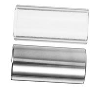 HANABASS 2 pièces Slide Guitare Medium Bottleneck Verre Transparent et Acier Inoxydable Argenté Accessoire pour Guitare et Basse avec Clair et Harmonique Accentué