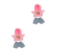 HANABASS 2 Pièces Vêtements Poupée à Capuche Peluche Ours Doux Sweat Rose et Jean Tenue pour Peluches et Poupées Câlines