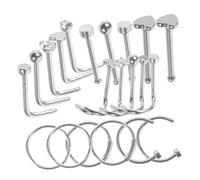 HANABASS 21pièces Piercings de Nez Anneaux Acier Inoxydable pour Femmes Bijoux de Piercing Corporel Collection Style Aléatoire