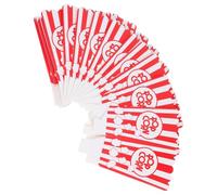HANABASS 24 Pièces Boîtes à Pop-corn Taille Portable Polyvalente en Papier Rouge Rayé Bord Ondulé Design Élégant et Distinctif pour Événements et Pique-niques