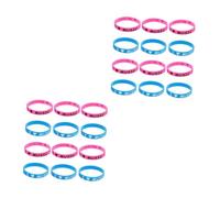 HANABASS 24 Pièces Lot de Bracelets Silicone Colorés Récessés I Love Music Bandes Élastiques pour Festivals Accessoires Concerts Bleu et Rose