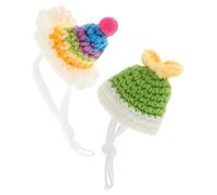 HANABASS 2pièces Chapeau Tricoté pour Petits Animaux Lot de Hats Miniatures avec Sangle Réglable pour Hamster Et Hérisson Accessoire De Costumes pour Animaux pour Halloween Et Photo