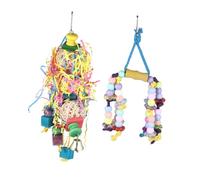 HANABASS 2Pièces Jeu de Jouets à Mâcher pour Perroquets Chaîne Suspendue pour Oiseaux Fournitures Amusantes pour Calopsittes et Perruches Couleurs Aléatoires