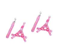 HANABASS 2pièces Laisse Réglable pour Chiens Collier De Dressage pour Chiots Traction pour Et Entraînement des Petits Animaux Rose