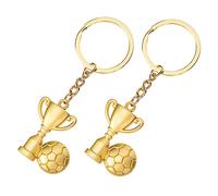HANABASS 2pièces Porte-clés Football Acier Inoxydable Lot Motif Trophée Supporter Et Breloque à Dos