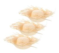 HANABASS 3 Pièces Chapeau Hawaïen en Paille de Raphia Beige | Style Île Tressé, Look Vintage Rustique, Portable et Facile à Ranger, pour Cosplay, Table Déco