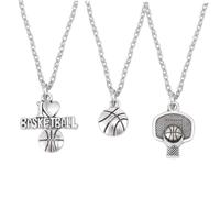 HANABASS 3 pièces Collier Basket Ball Alliage avec Pendentifs Basket Panier et Aime le Basket pour Couple Homme Femme Cadeau Symbolique Amour