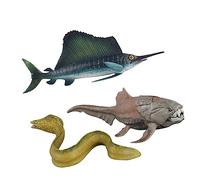 HANABASS 3 Pièces Décoration Plastique Modèle Animaux Marins Simulés Ornements Réalistes de Poissons Dunkleosteus Muraenesox Cinereus et Poisson Voilier pour Maison et Magasin Ensemble
