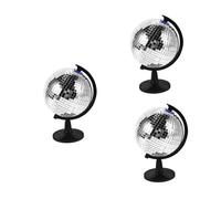 HANABASS 3 Pièces Disco Globe Rotatif Argenté pour Bureau Décoratif Ornement Lumineux Unique et Moderne Accessoire de Bureau pour Homme Globe Disco