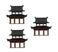 HANABASS 3 Pièces Miniature Pavillon Chinois Vintage Décor Micro Paysage Élégant pour Jardin de Fées Accessoire Miniature Maison Ancienne