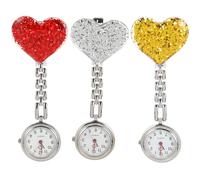 HANABASS 3 pièces Montre Infirmière Accrochable Alliage avec Clip Coeur Suspendu Montre Poche Pratique et Stable pour Infirmières et Aide-soignantes Design Élégant