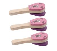 HANABASS 3 Pièces Wooden Percussion Toy Animal Themed Hand Castanets for Easy Grip Wooden Music Instruments for Early Learning and Motor Skills Development