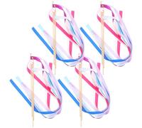 HANABASS 30pcs Wedding Wands Ribbon Streamers with Bell Fairy Stick Party Favors Supplies (Assorted Colors)