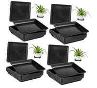 HANABASS 4 Ensembles Châssis en Plastique Planteur Patio Soucoupe Mis en Pot Croissance Rectangulaire Sol Plateau De Plantation Plateau De Verres d'eau Black 10 Pièces * 4