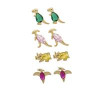 HANABASS 4 paires Boucles Oreilles Petites Dinosaures Or Mignonnes Animaux Accessoires Légers et Confortables pour Filles et Femmes