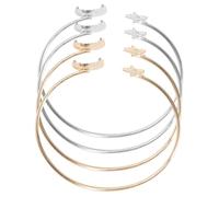 HANABASS 4 pièces Bracelet Bangle pour Femme de Bracelets Ouverts Lune et Étoile Style Créatif et Ajustable Or et Argent