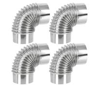 HANABASS 4 Pièces Conduit de Fumée 90 Degrés en Acier Inoxydable pour | Courbe sans Joint, Surface Polie Argentée, Ventilation Améliorée, Usage Intérieur et Extérieur