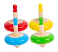 HANABASS 4 pièces Jouets Gyro Bois Colorés pour Garçon Fille Lot de Toupies Portables Jouets Interactifs Éducatifs et Amusants pour Coordination Main-œil