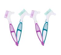 HANABASS 4 pièces Lot de Brosses Nettoyage Dentier avec Poignée Antidérapante Brosse Dent Prothèse Dentaire à Poils Doux pour Soin Oral Confortable