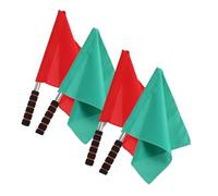 HANABASS 4 pièces Lot Drapeaux de Signalisation Arbitre Durables Acier Inoxydable Rouge et Vert Drapeaux Main pour Sécurité Match Volleyball et Course