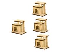 HANABASS 4 Pièces Maison Miniature Décorative pour Animaux Accessoire de Mini Maison avec Lit Double pour Décor de Bureau et Miniatures
