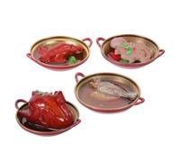 HANABASS 4 Pièces Miniature Chinese Hot Pot Resin Models with Bowls Realistic Pretend Play Food Toys for Dollhouse Kitchen Decorations and Micro Landscape Accessories