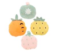 HANABASS 4 Pièces Peluche pour Interactifs de Fruits Fraise Kiwi Ananas Carotte pour Mordre