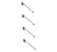 HANABASS 4 Pièces Râteau de Désherbage Inoxydable Outil de Jardinage Ergonomique pour Extraction de Mauvaises Désherbeur Polyvalent pour Jardin Pelouse Parc Public