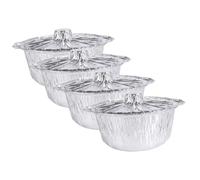 HANABASS 4 pièces Set de Poêles Jetables avec Couvercle Pot Portable pour Cuisson Micro-ondes Barbecue et Pique- Extérieur