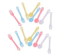HANABASS 40 Ensembles Miniature Dollhouse Tableware Set Mini Plastic Spoons Forks for Creative Play and Mini Kitchen Decor