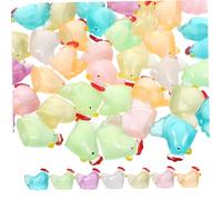 HANABASS 48 Pièces Mini Luminous Chicken Figures Durable Resin Glow in The Dark Tiny Chick for DIY Micro Moss Garden Decor and Dollhouse Accessories