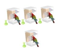 HANABASS 4ensembles Mangeoire à Oiseaux Automatique Transparent avec Compartiments Doubles Et Cuillère Accessoire pour Perroquets Facile à Installer pour Nourrir Vos Oiseaux à Domicile