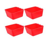 HANABASS 4Pièces Bol à Eau pour Animaux de Compagnie Tasses Suspendues pour Cage Oiseaux et Alimentateur Pratique Rouge Compatible avec Divers Animaux