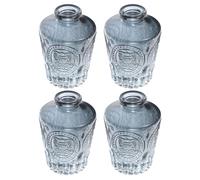 HANABASS 4pièces Lot de Flacons Diffuseurs Verre Bouteille Parfum Maison pour Huiles Essentielles Design Sculpté Romain Gris pour Diffusion et Purification de Air