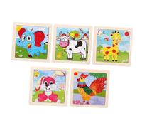 HANABASS 5 pièces Puzzle Bois Animaux pour Garçon Fille Jouets Éducatifs Bois Cartoon Puzzle Éveil pour Garçons et Filles avec Coq Vache Lapin et Girafe Apprentissage Précoce