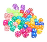 HANABASS 50 pièces Dés Colorés Acrylique avec Coins Arrondis pour Jeux de Société Enseignement Mathématique et Fêtes Dés Transparents