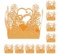 HANABASS 50 Pièces Small Cups Paper Wrappers Truffle Holders Hollow Heart Rose Packaging For Wedding Party