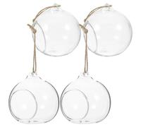 HANABASS 5pcs Terrarium Suspendu en Verre Sphère Fond Plat et Corde, Pot à Fleurs Suspendu pour Décoration de Noël, Nouvel an et Fêtes