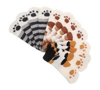 HANABASS 6 paires Chaussettes Hiver Épaisses pour Femme Velours Corail avec Motif Patte de Chat Kawaii Chaussettes Mi-mollet Chaudes et Douces Antidérapantes pour Dormir Détendre et Porter