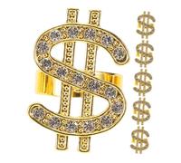 HANABASS 6 Pièces Bagues Strass Brillantes pour Costume Cosplay Accessoires Hip Hop Rapper Anneaux Éclatants pour Fête Déguisée Halloween Bijoux Unisexes pour Femmes et Hommes