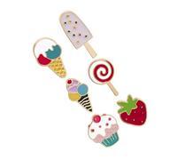 HANABASS 6 pièces Broches Petites Fantaisie été Lot de Épingles Broche Ice Fraise et Sucette Accessoires Mignons pour Veste Sac et Anniversaire Pins Colorés Durables et Légers