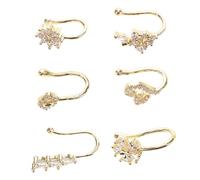 HANABASS 6 pièces Clip Nose Ring Set For Women And Men Adjustable Non Piercing Nose Cuff With Dazzling Zirconia Designs Heart Star Moon Shapes Fashion Jewelry